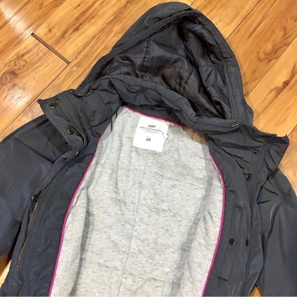 H&M winter coat jacket lined snow rain puffer small grey gray blue - Picture 2 of 14